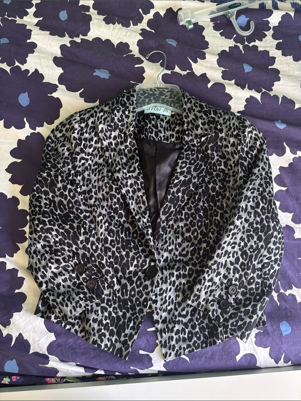 Aina Be Black & Gray Leopard Print Blazer